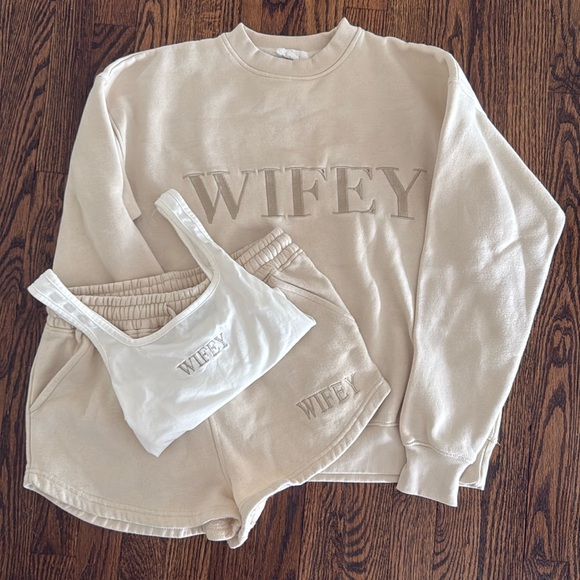 Six Stories Wifey Statement Sweatshirt, Shorts, Bodysuit - Picture 1 of 7